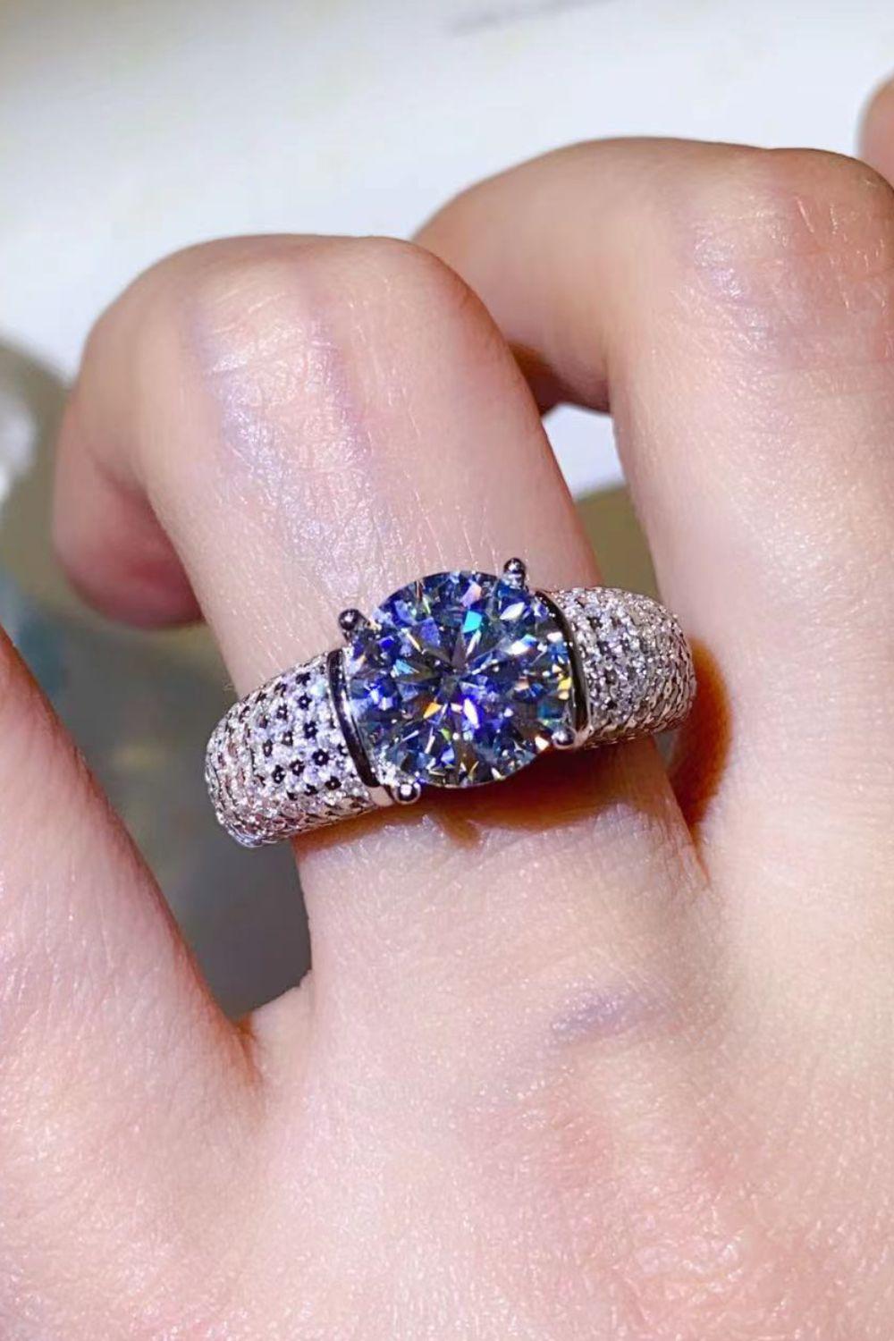 3 Carat Moissanite Side Stone Ring BLUE ZONE PLANET