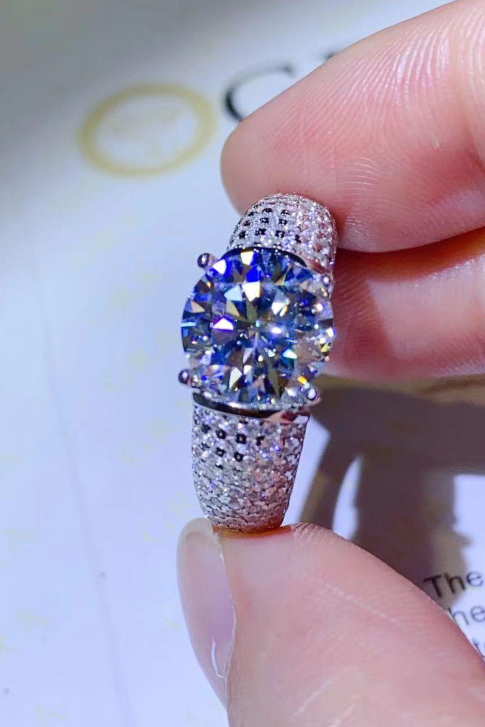 3 Carat Moissanite Side Stone Ring BLUE ZONE PLANET