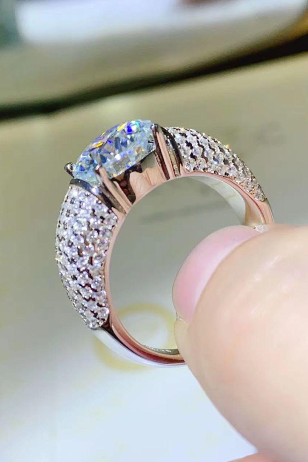 3 Carat Moissanite Side Stone Ring BLUE ZONE PLANET