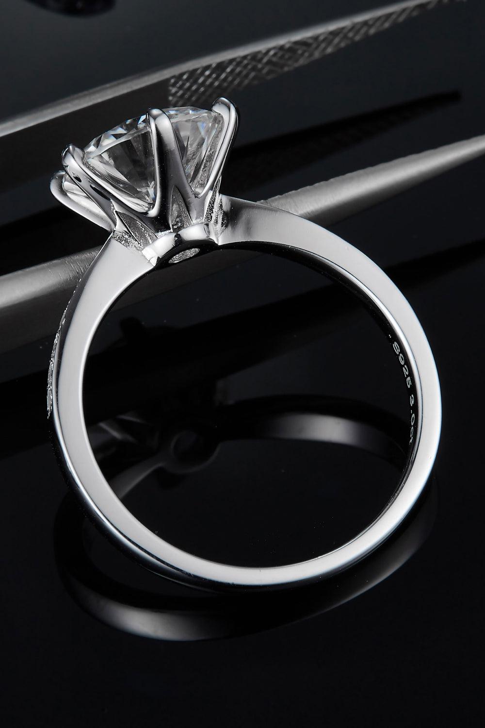 3 Carat Moissanite Side Stone Ring BLUE ZONE PLANET