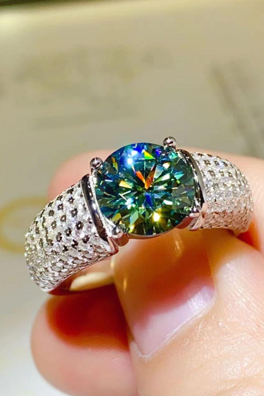 3 Carat Moissanite Side Stone Ring BLUE ZONE PLANET