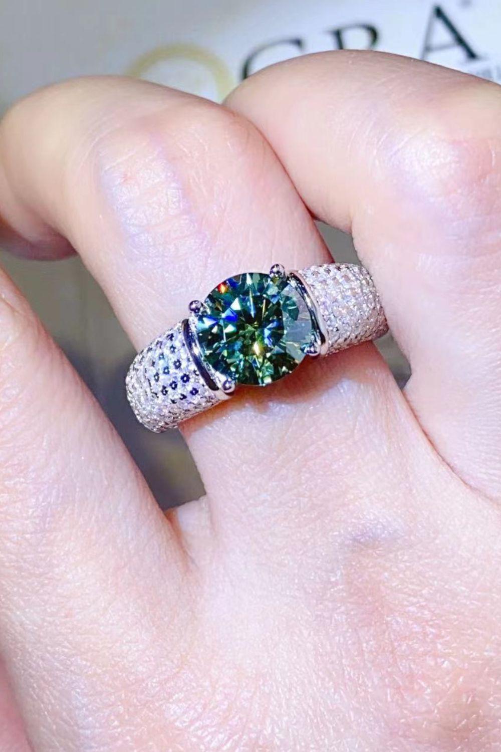 3 Carat Moissanite Side Stone Ring BLUE ZONE PLANET