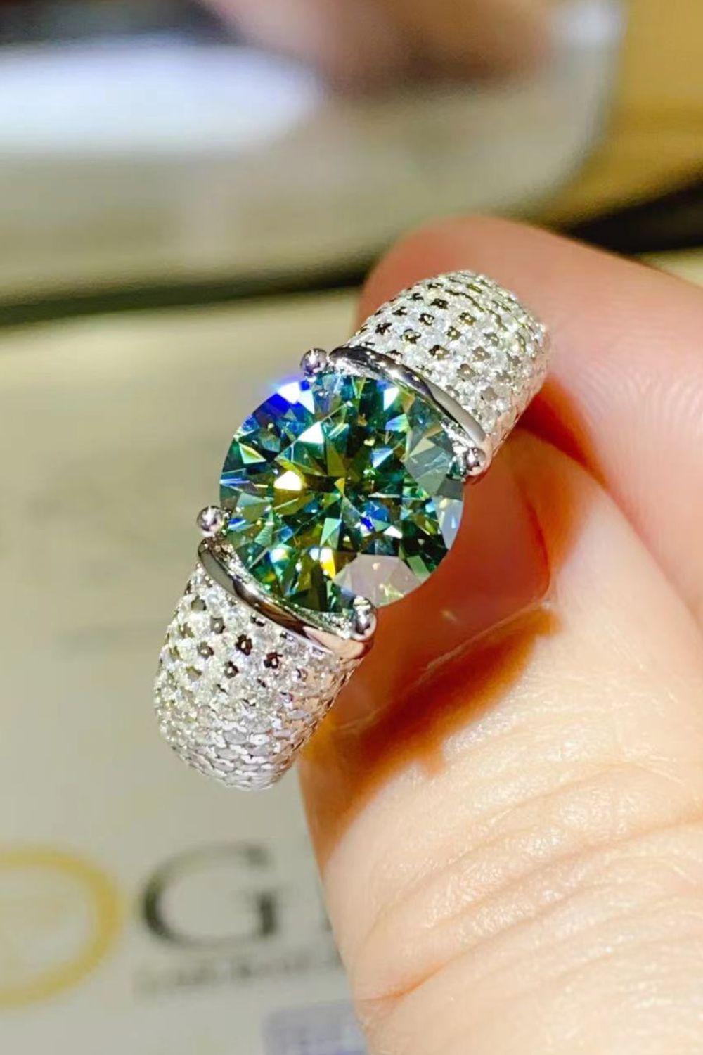 3 Carat Moissanite Side Stone Ring BLUE ZONE PLANET