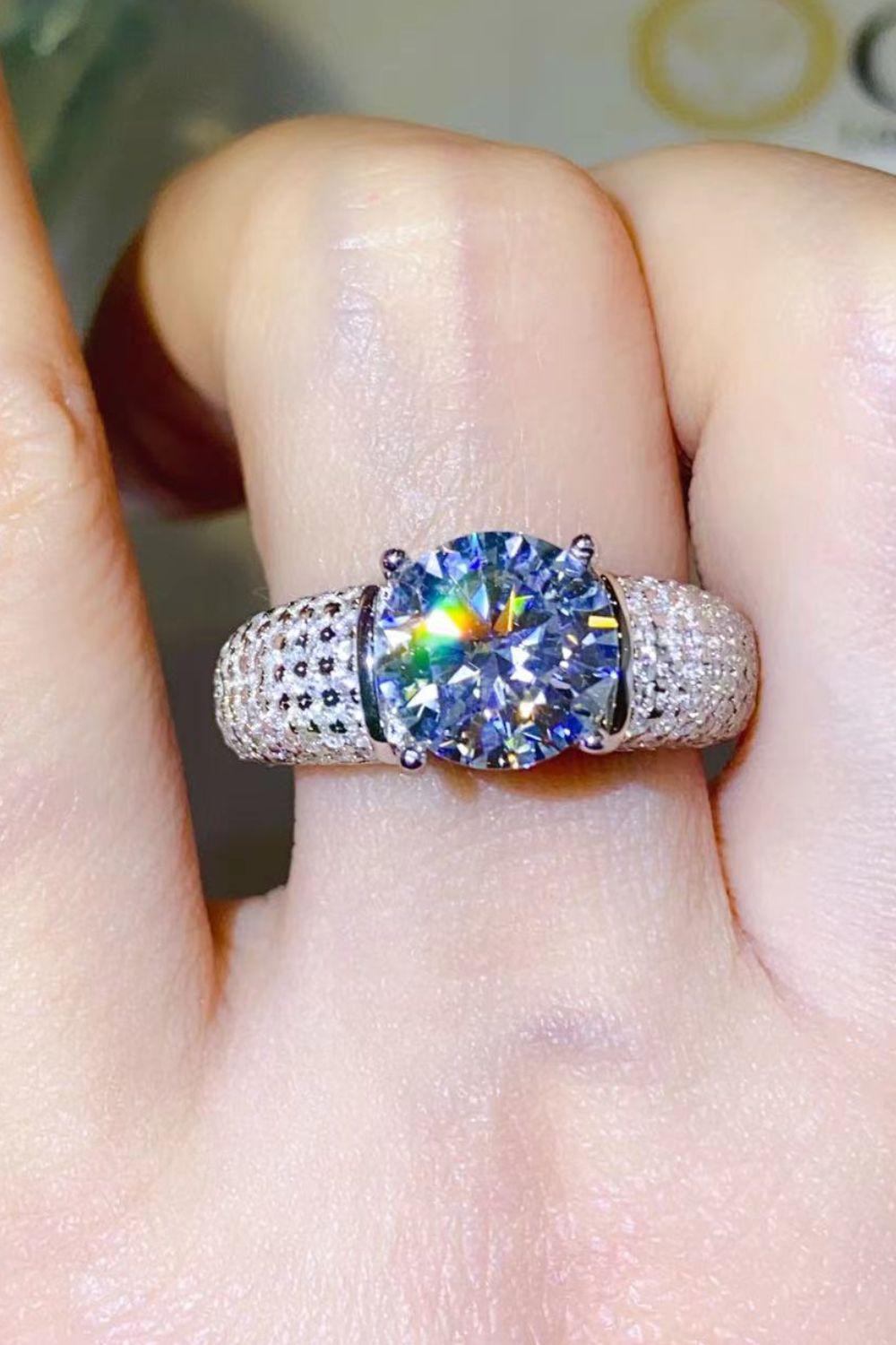 3 Carat Moissanite Side Stone Ring BLUE ZONE PLANET