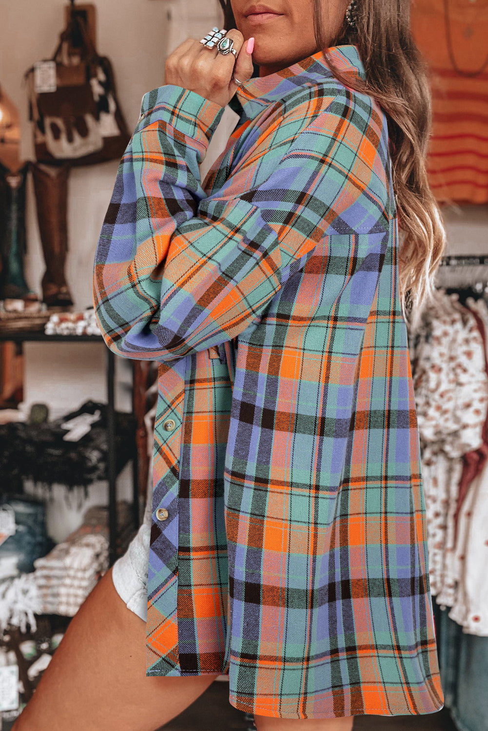Blue Zone Planet | Red Plaid Print Loose Vintage Shirt