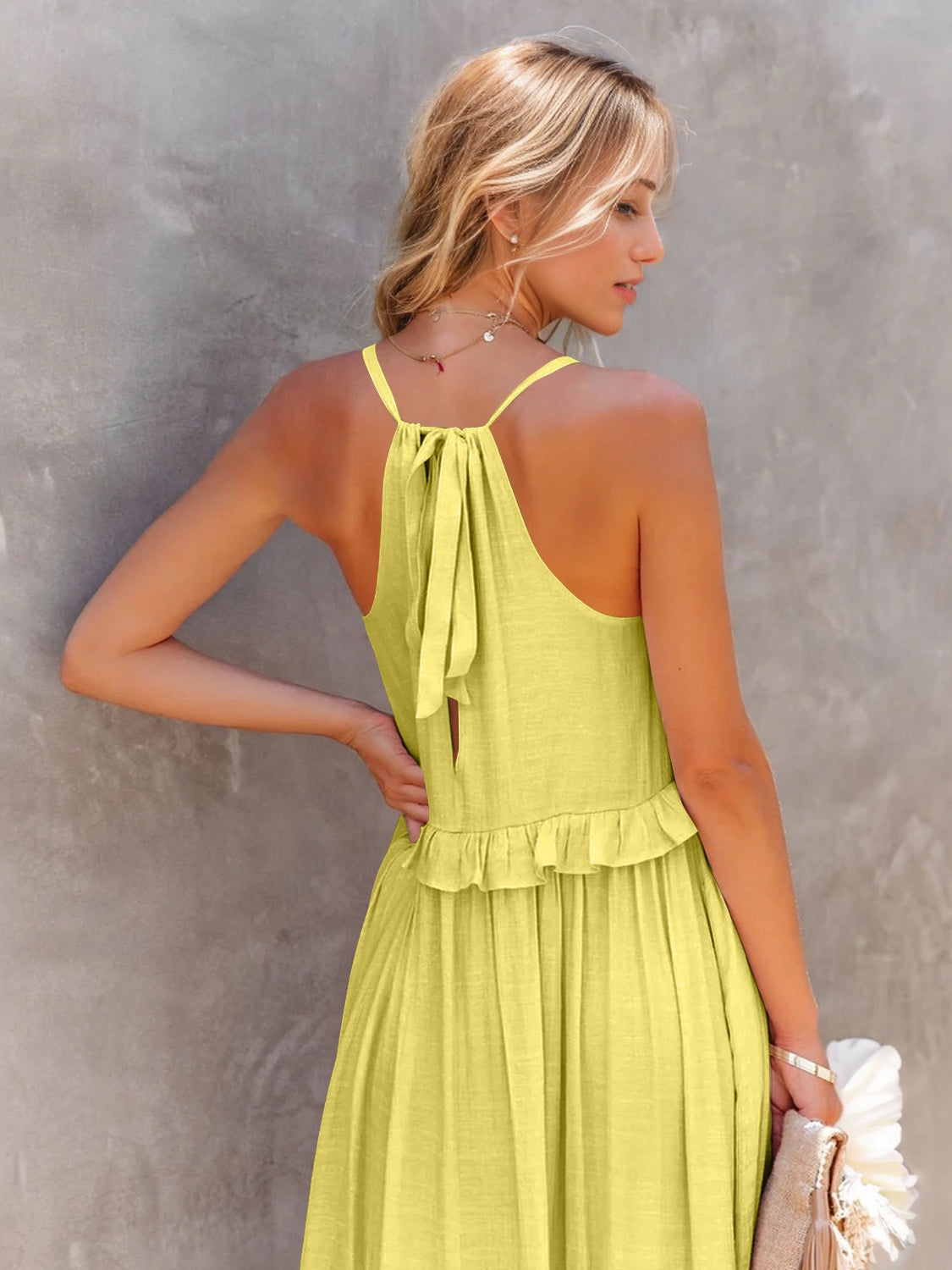 Blue Zone Planet | Ruffled Sleeveless Tiered Maxi Dress with Pockets BLUE ZONE PLANET
