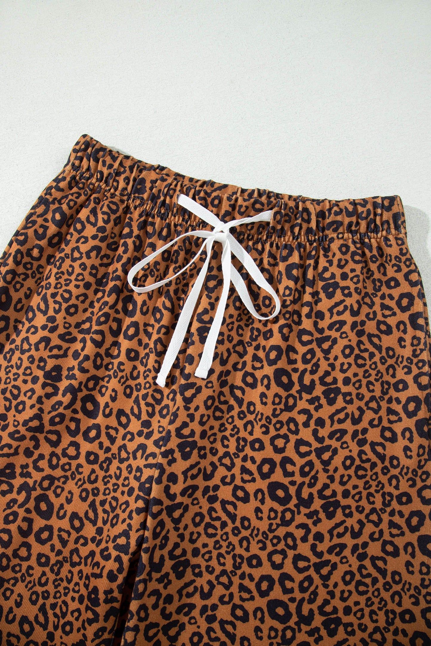Brown Leopard Print Long Sleeve Top Relaxed Pant Set