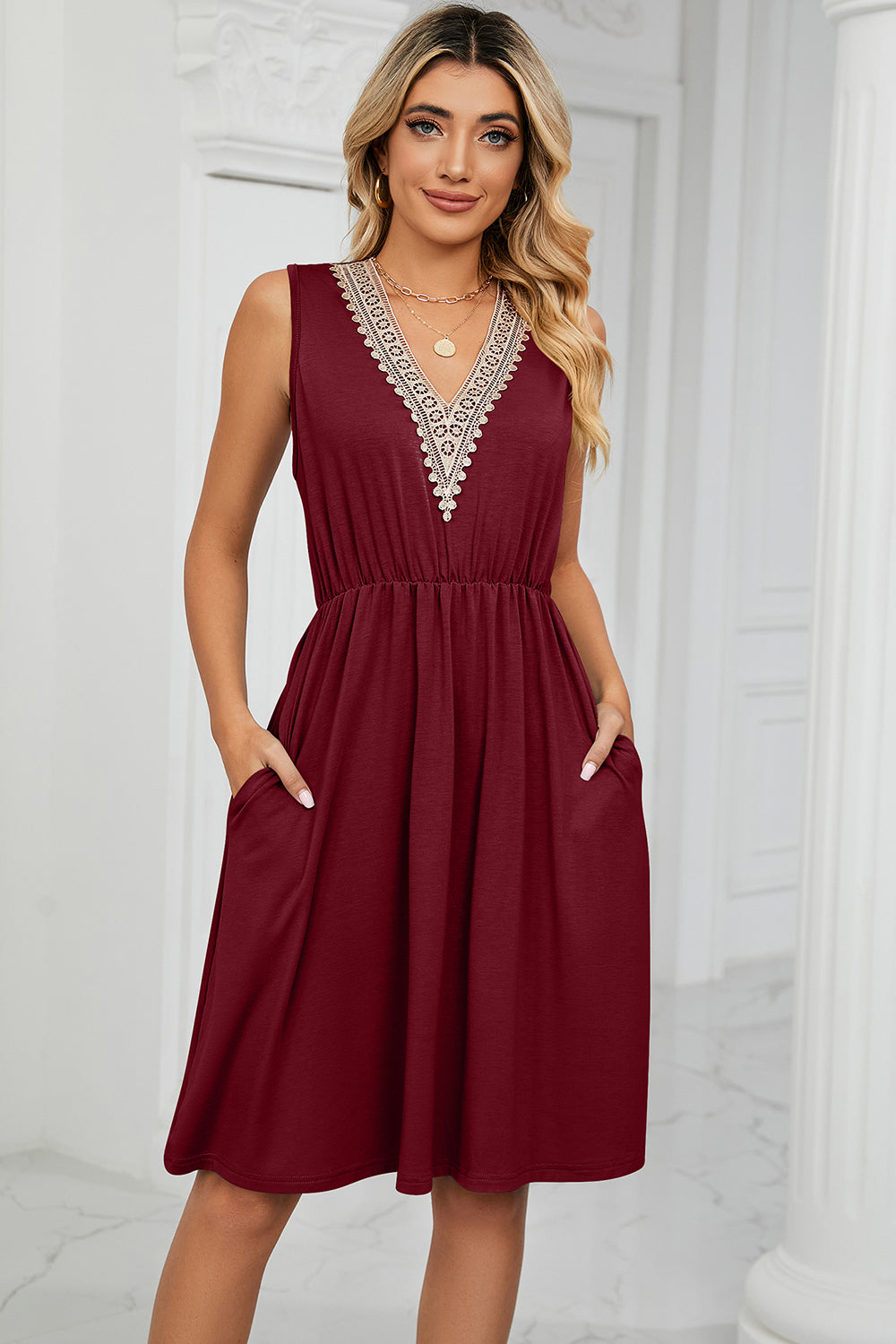 Blue Zone Planet | Pocketed V-Neck Wide Strap Dress BLUE ZONE PLANET