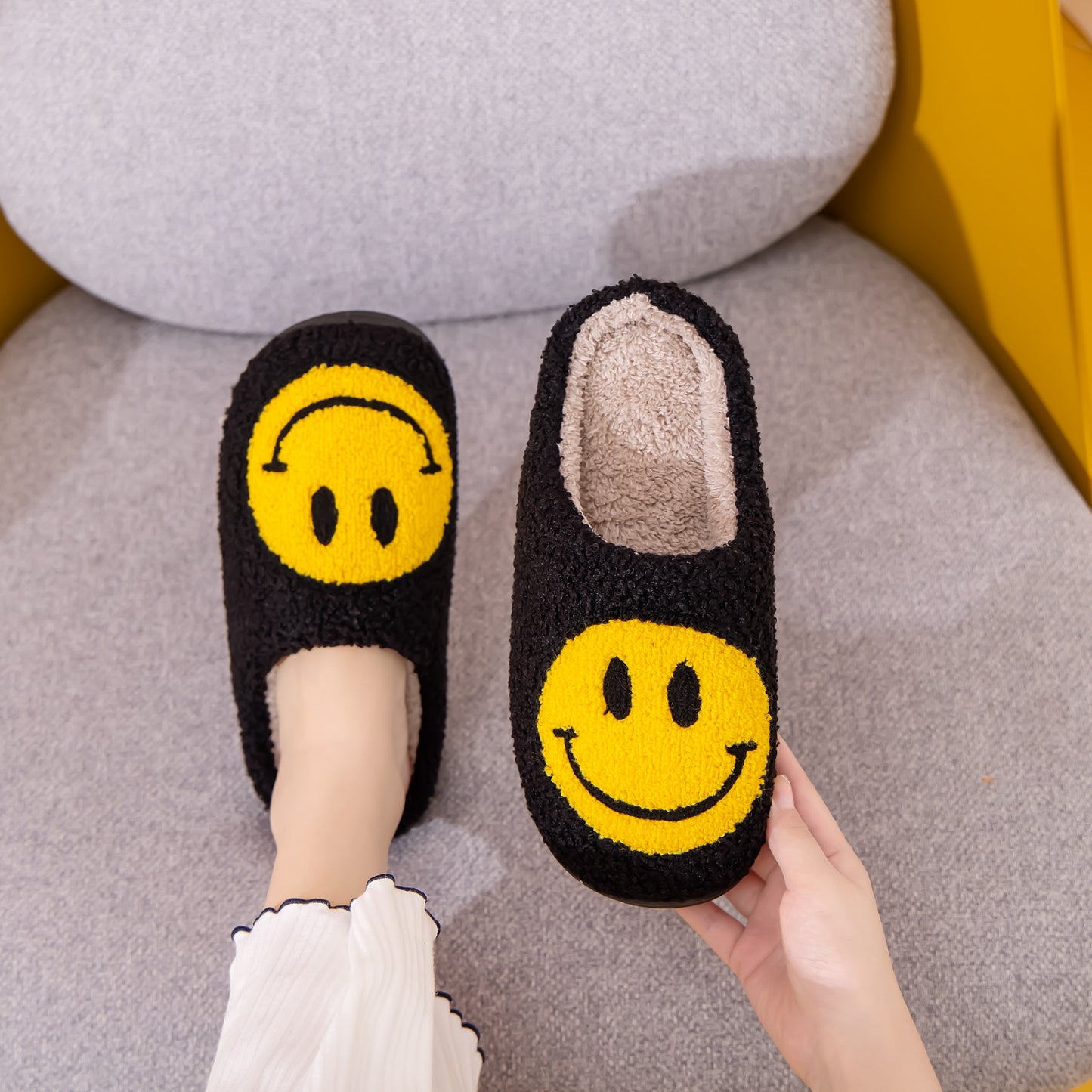 Blue Zone Planet | Melody Smiley Face Slippers BLUE ZONE PLANET