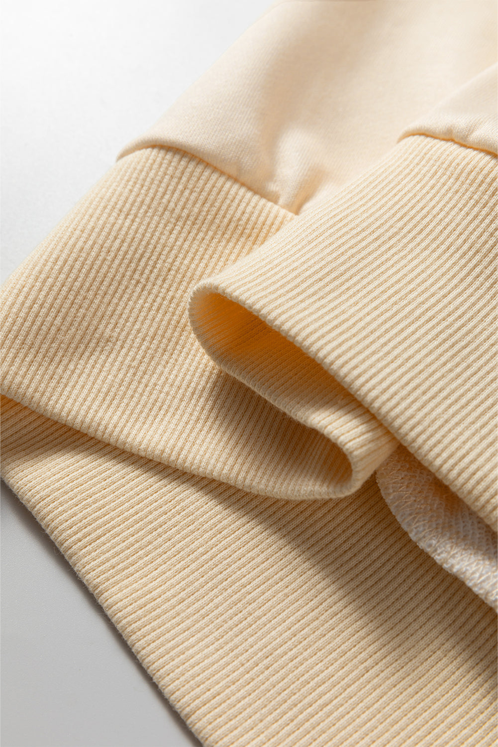 Beige Stripe Puff Sleeve Casual Pullover Sweatshirt
