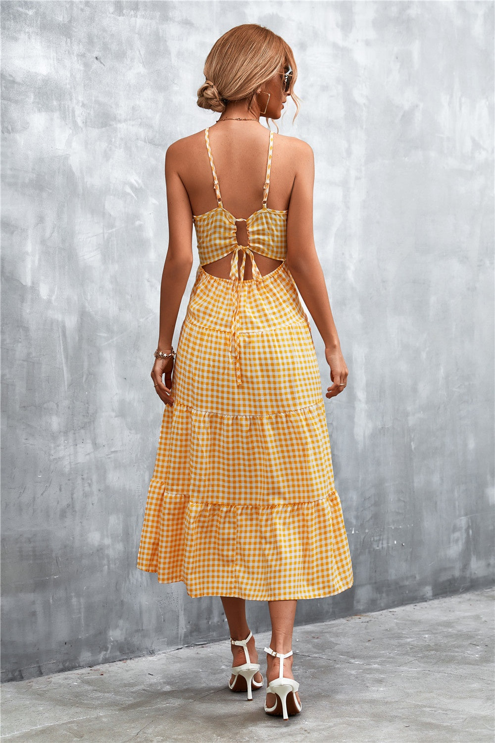 Blue Zone Planet | Plaid Square Neck Midi Cami Dress BLUE ZONE PLANET