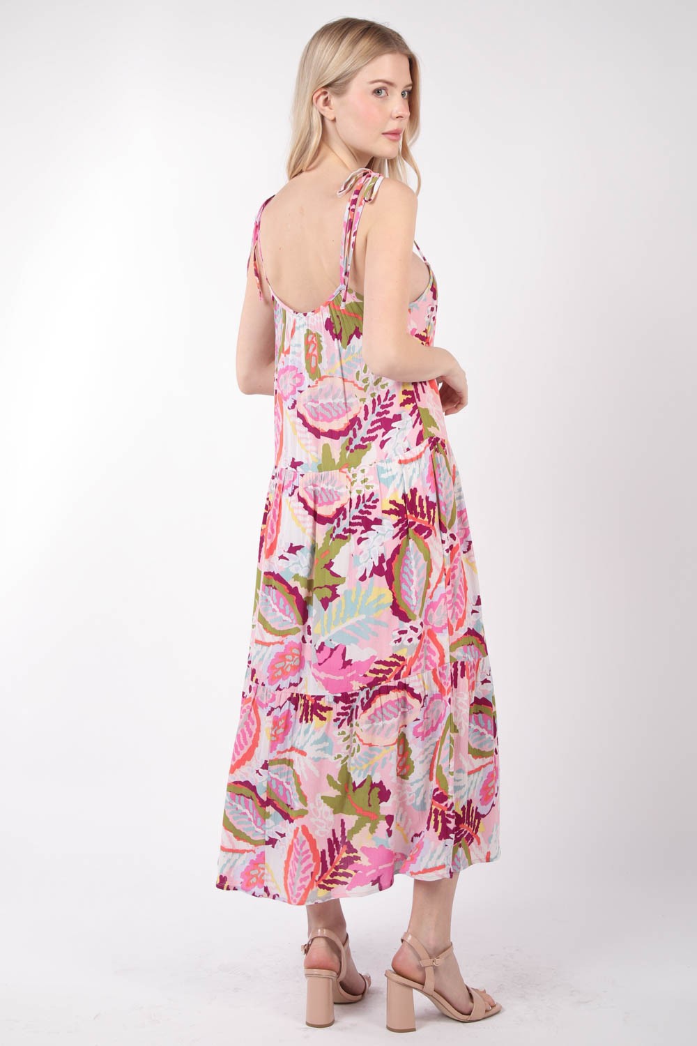 Blue Zone Planet | VERY J Tropical Printed Cami Midi Dress BLUE ZONE PLANET