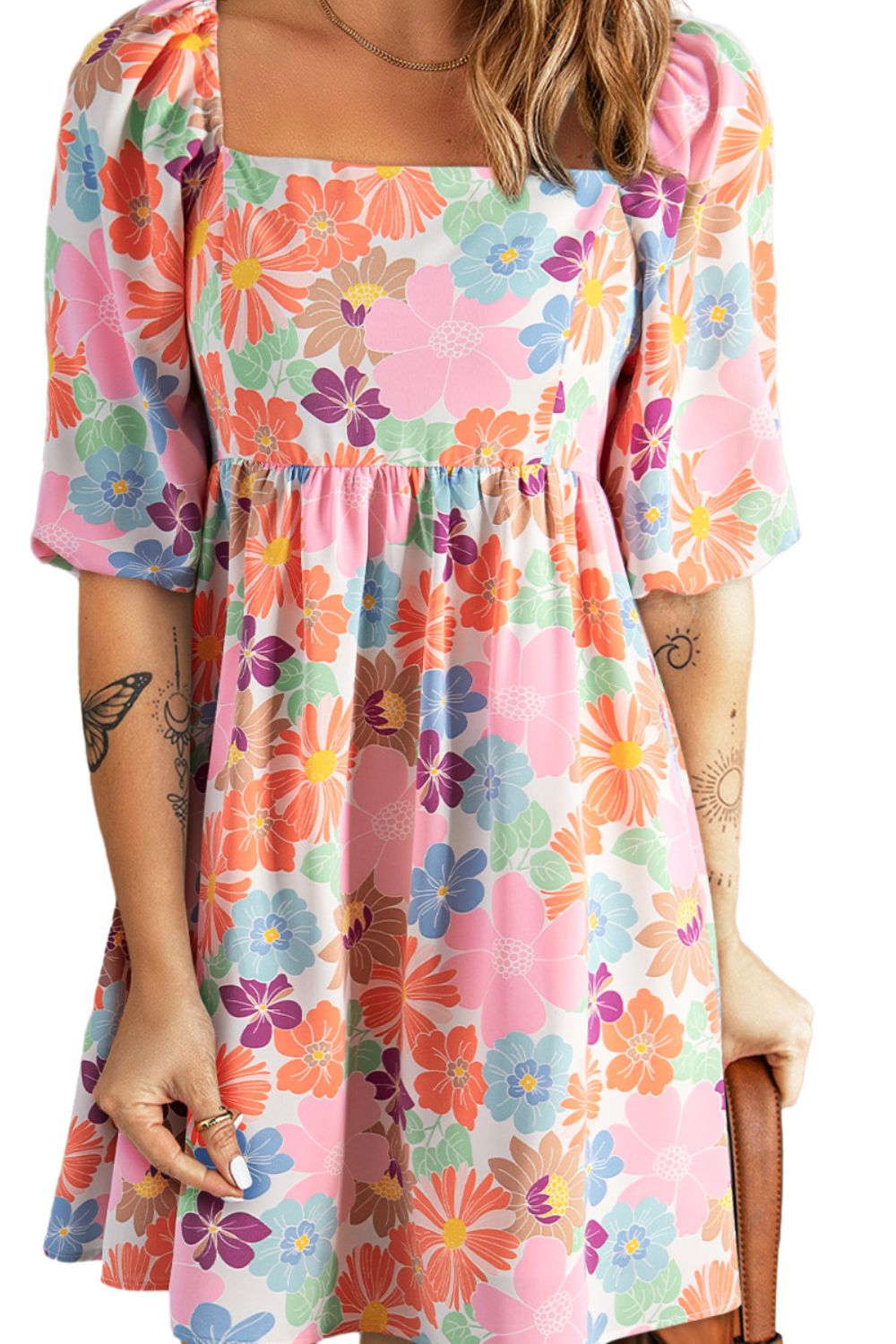 Printed Half Sleeve Mini Dress BLUE ZONE PLANET