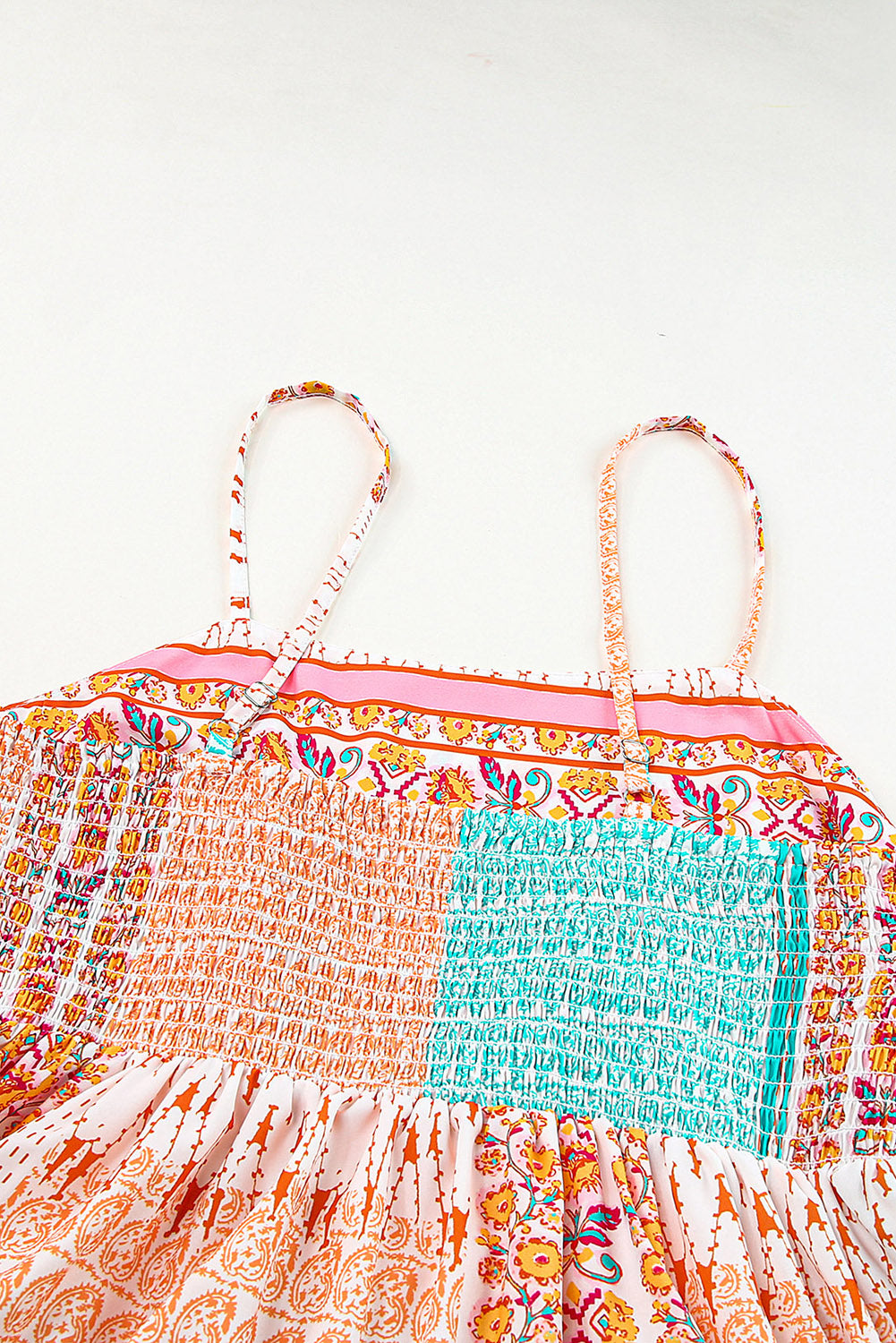 Anna's Multicolor Boho Patchwork Print Square Neck Sundress Blue Zone Planet