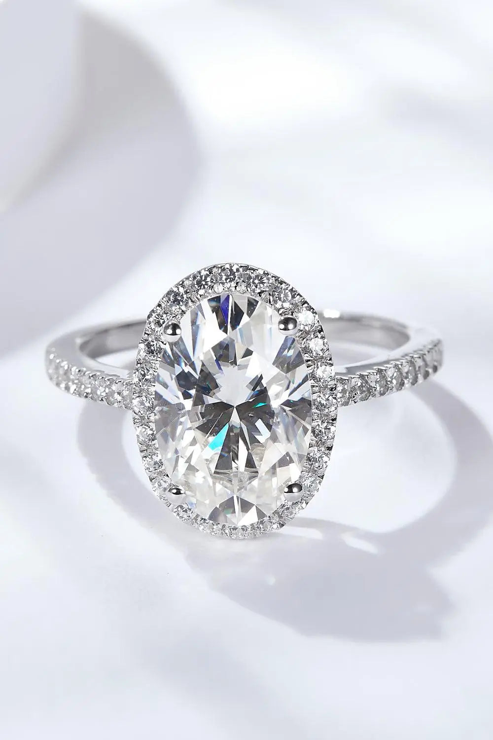 4.5 Carat Moissanite Halo Ring BLUE ZONE PLANET