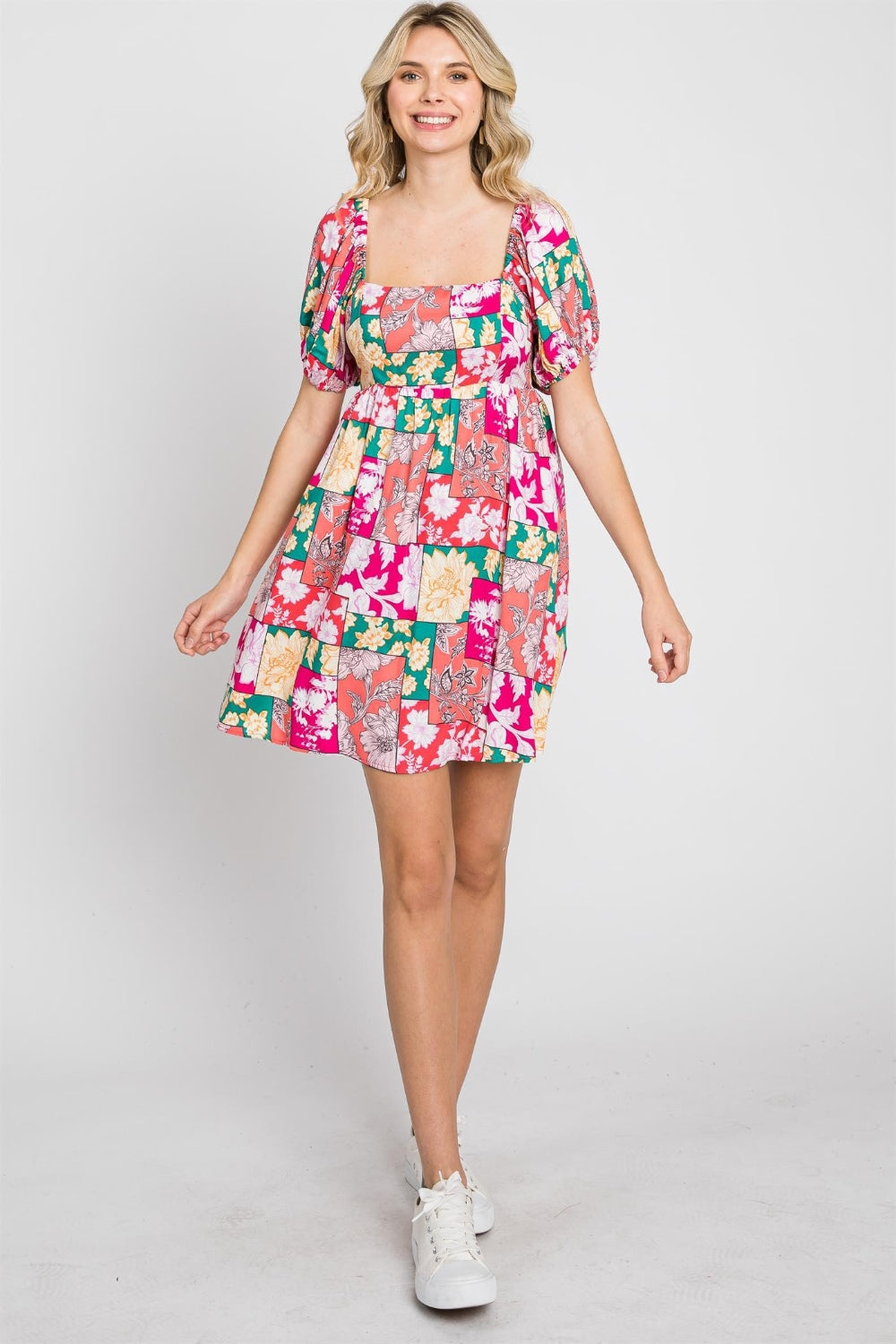 Blue Zone Planet | GeeGee Floral Ruff Sleeve Mini Dress BLUE ZONE PLANET