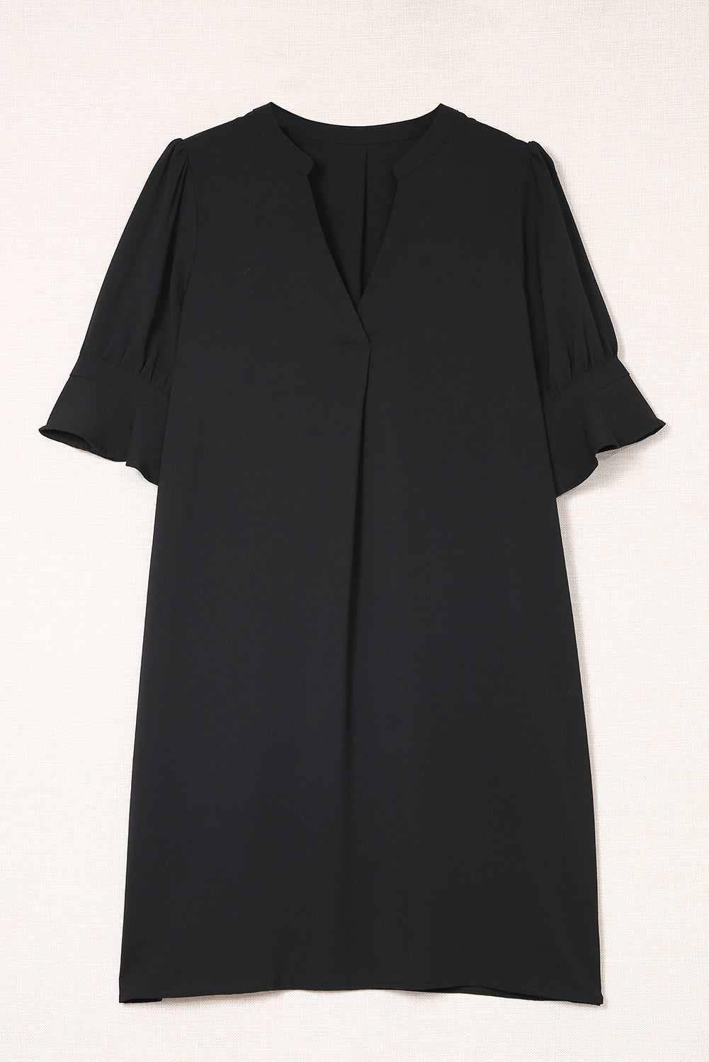 Black Ruffled Sleeve Shift Dress Blue Zone Planet