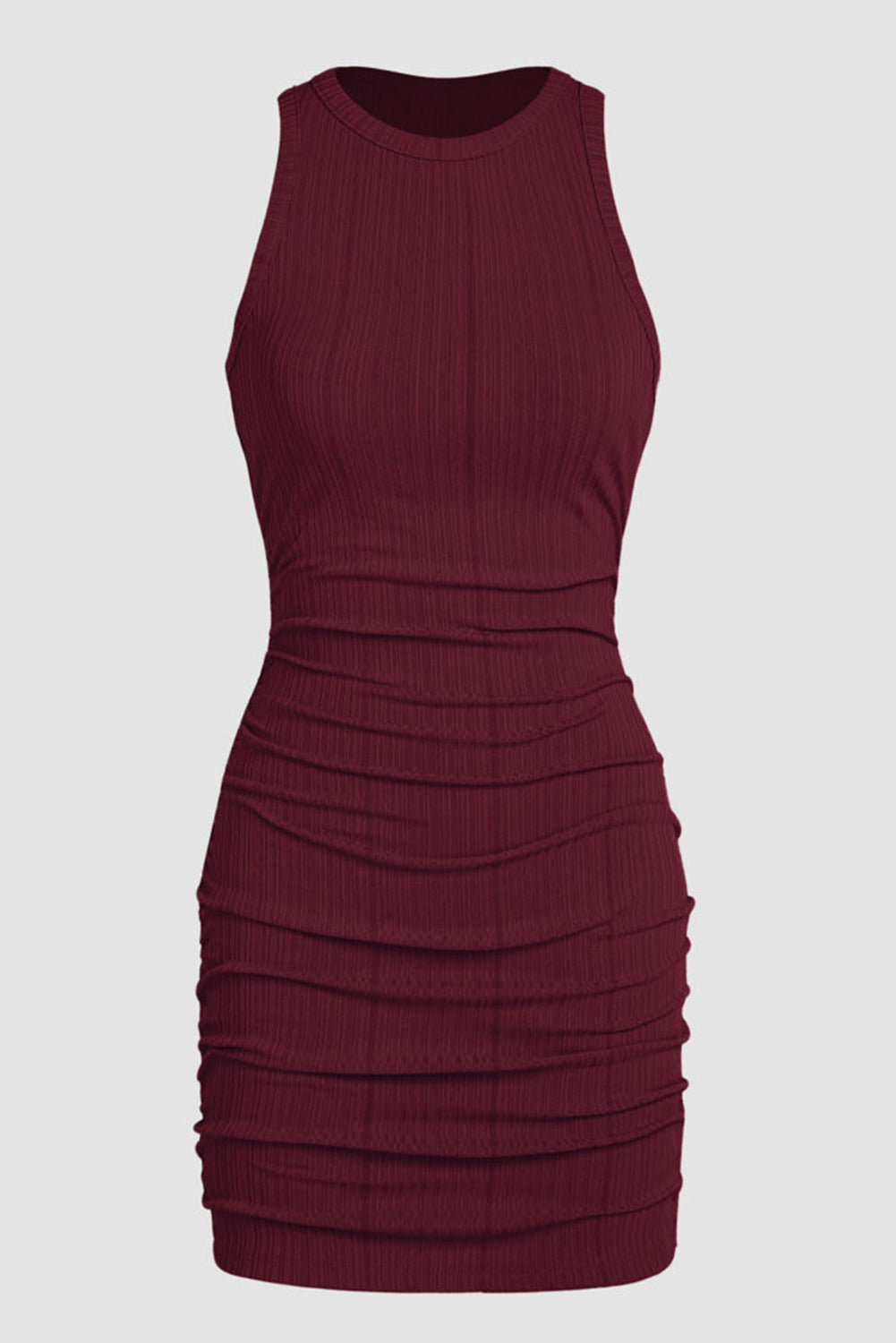 Blue Zone Planet | Red Dahlia Ruched Sleeveless Bodycon Dress Blue Zone Planet