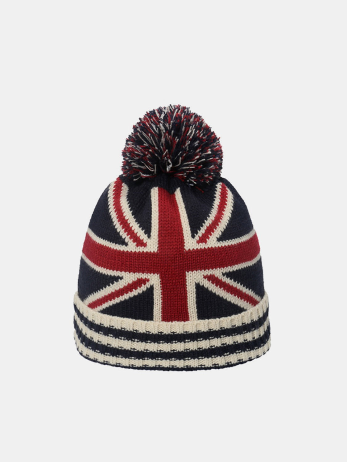 Roll Rim US and UK Flag Knit Beanie Hat - Blue Zone Planet display picture 1