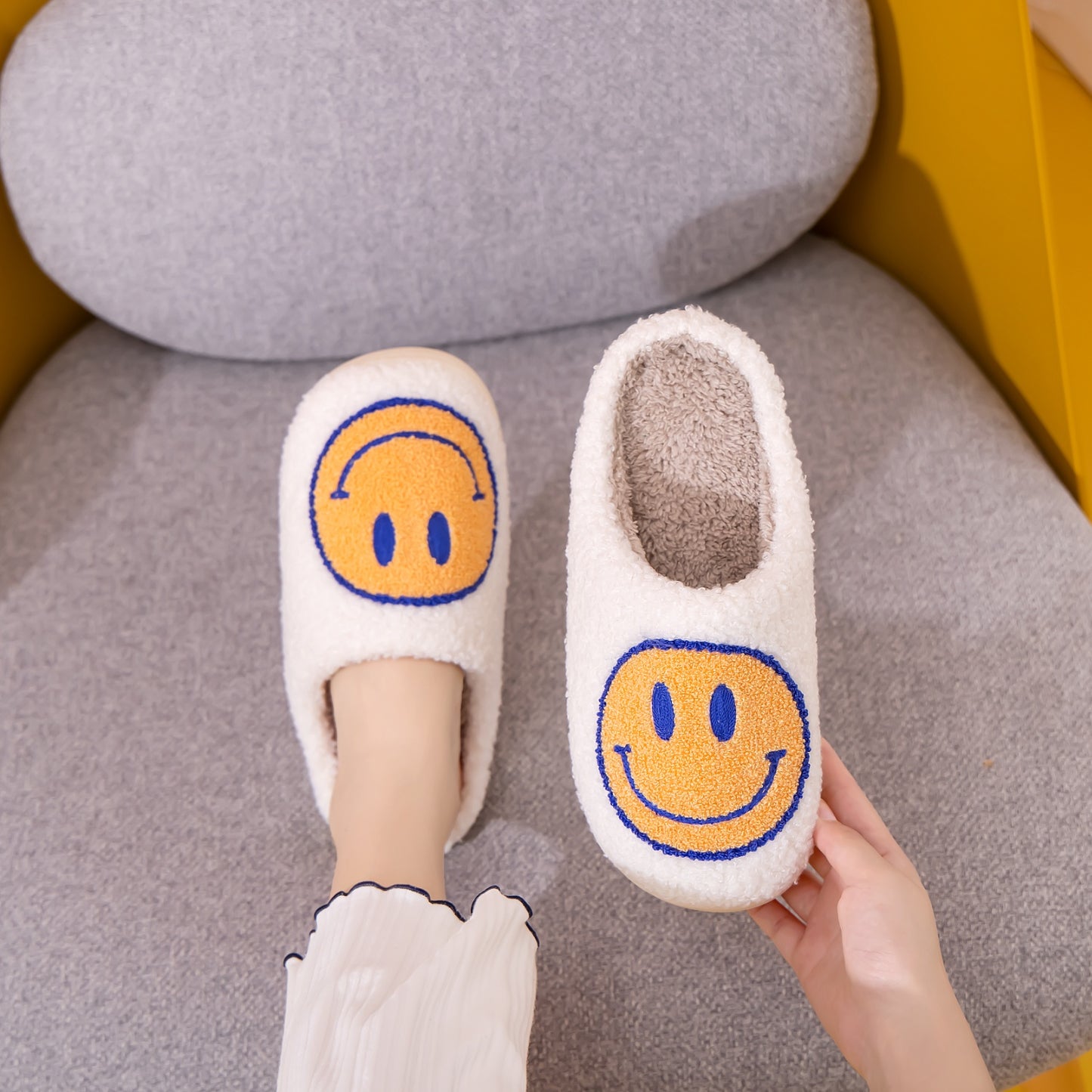 Blue Zone Planet | Melody Smiley Face Slippers BLUE ZONE PLANET