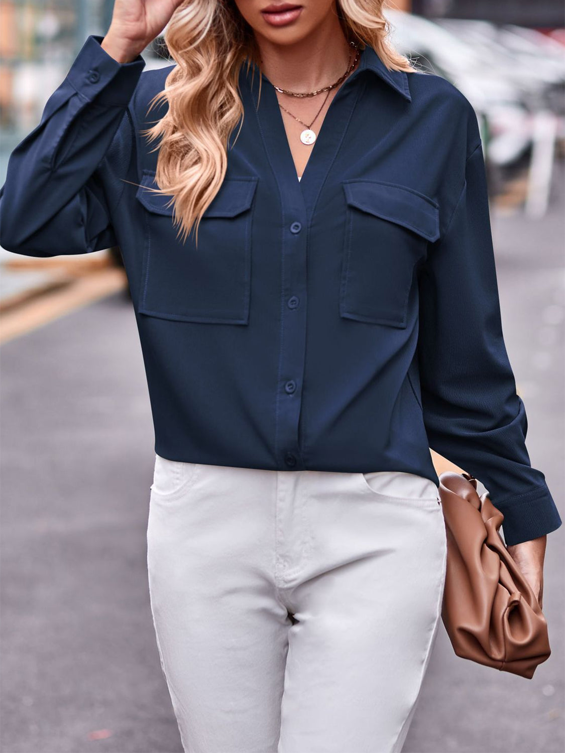 Blue Zone Planet | Pocketed Button Up Dropped Shoulder Shacket BLUE ZONE PLANET