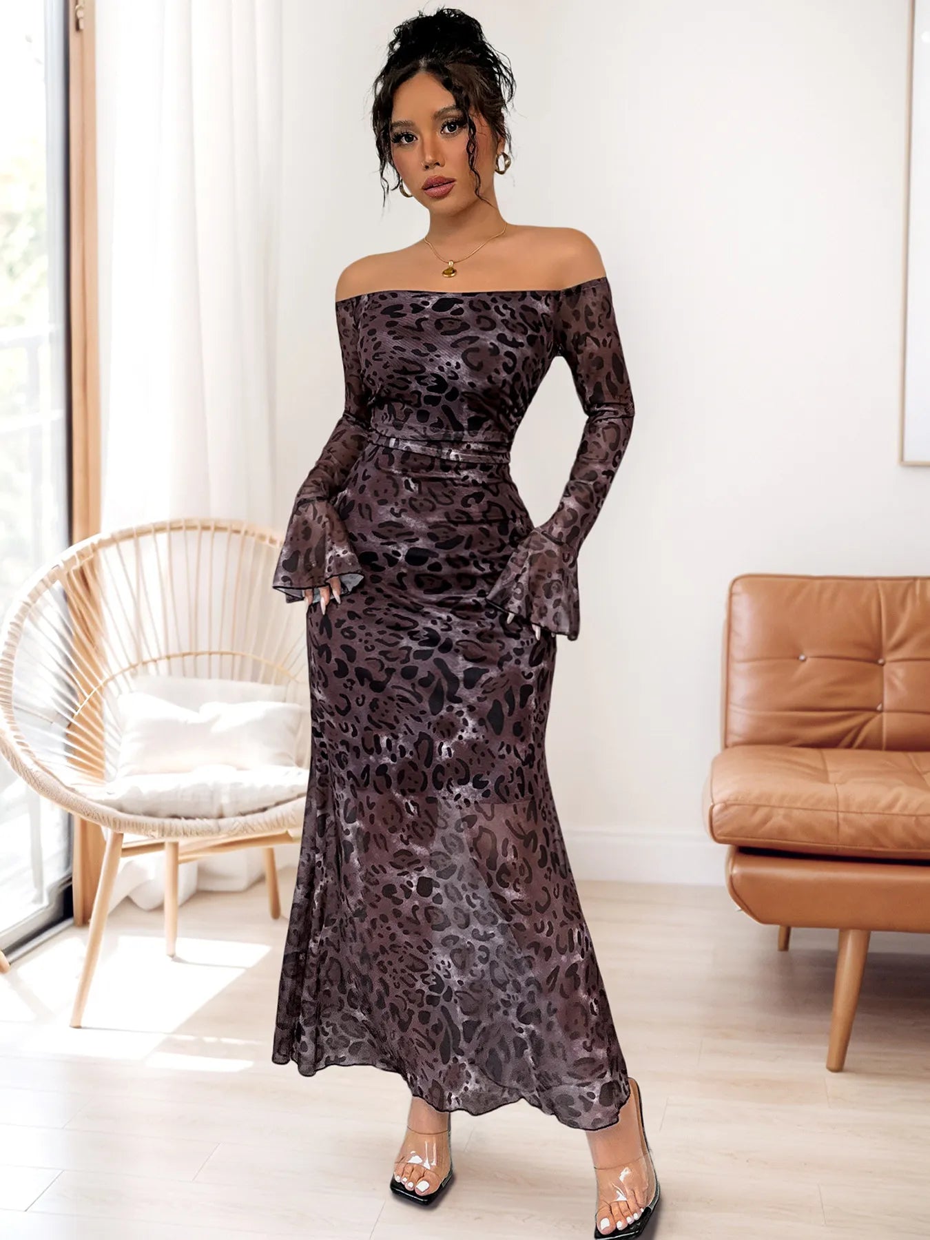 Off-Shoulder Long Sleeve Maxi Dress – Blue Zone Planet