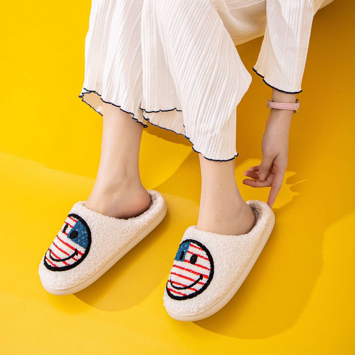 Blue Zone Planet | Melody Smiley Face Slippers BLUE ZONE PLANET