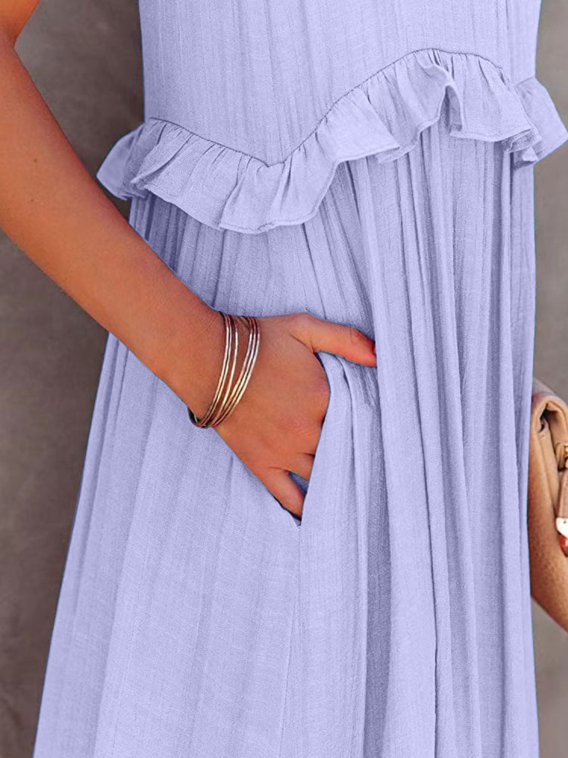 Blue Zone Planet | Ruffled Sleeveless Tiered Maxi Dress with Pockets BLUE ZONE PLANET