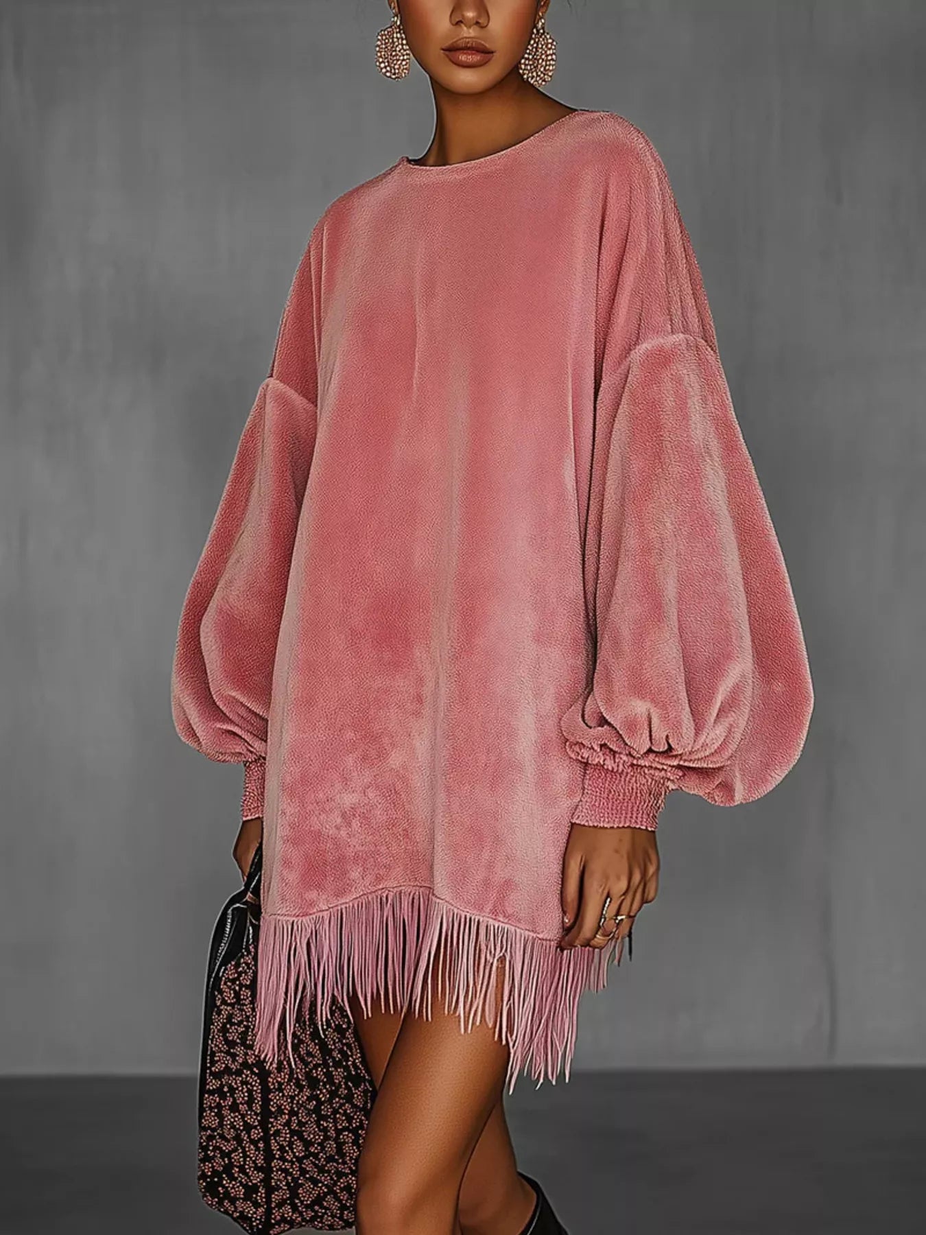 fringe hem mini dress Velvet Fringe Hem Mini Dress – Blue Zone Planet