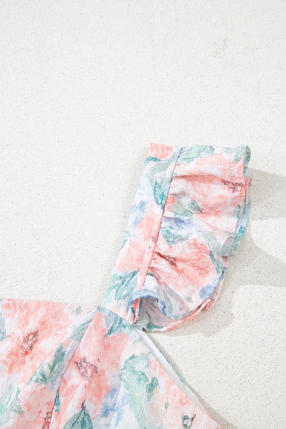 Pink Floral Print Square Neck Backless Long Dress with Slit
