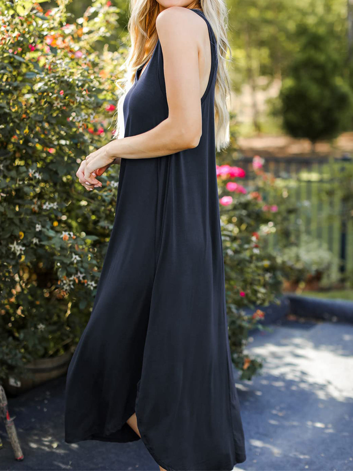 Blue Zone Planet | Full Size V-Neck Midi Tank Dress BLUE ZONE PLANET