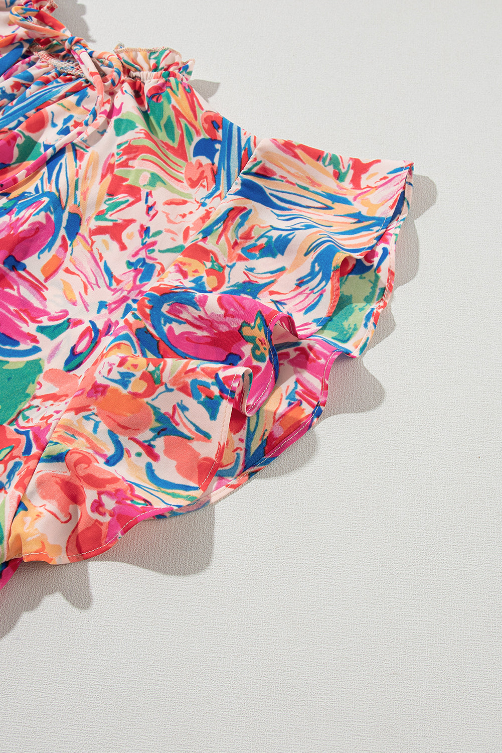 Blue Zone Planet | Multicolour Floral Ruffled Sleeve V Neck Summer Blouse Blue Zone Planet