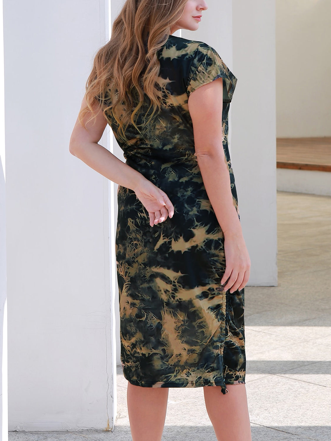 Blue Zone Planet | Plus Size Tie-Dye Round Neck Cap Sleeve Dress BLUE ZONE PLANET