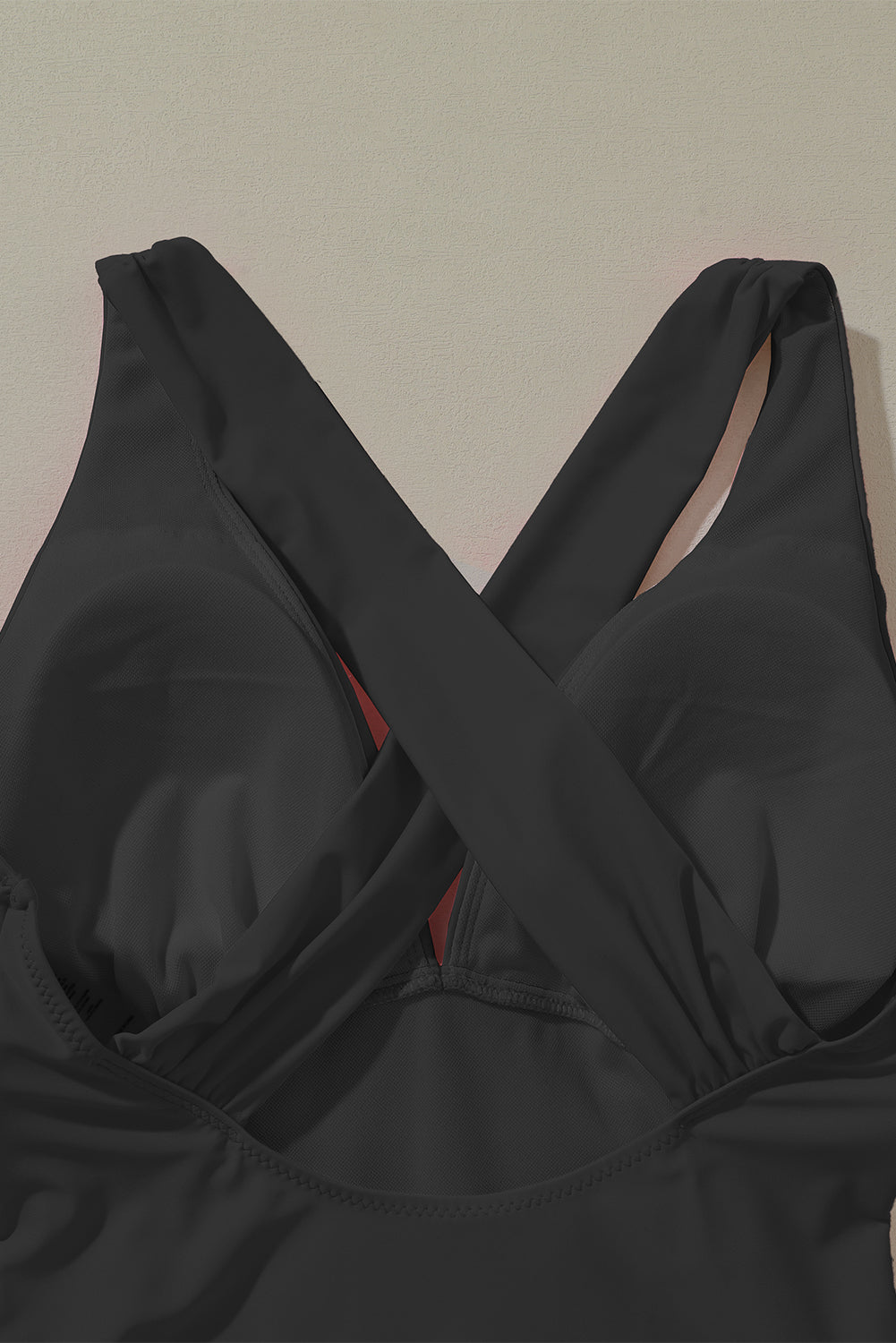 Black Deep V Neck Crossover Backless Ruched High Cut Monokini Blue Zone Planet