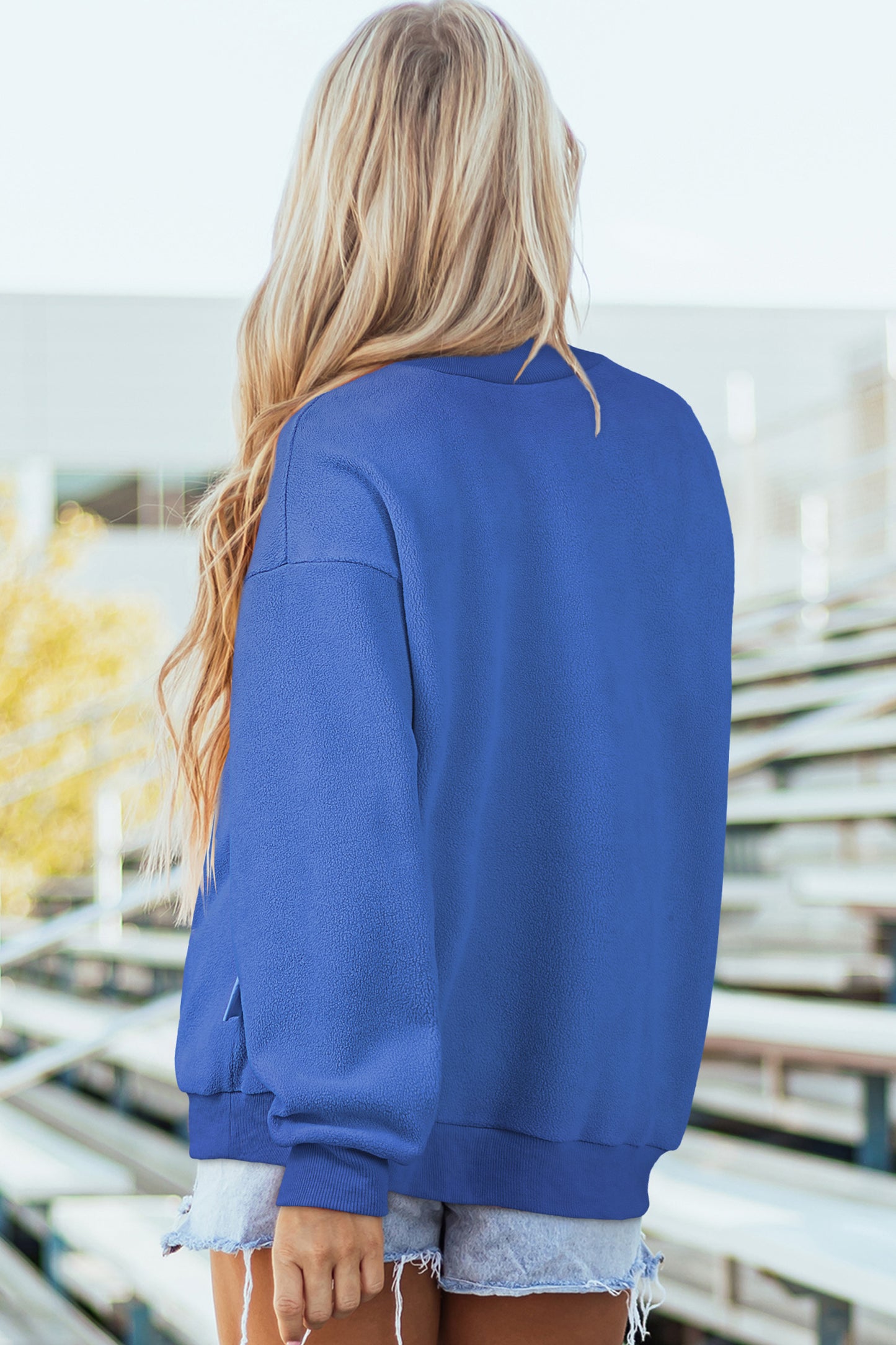 Dark Blue Reversible Gameday Football Graphic Oversized Sweatshirt