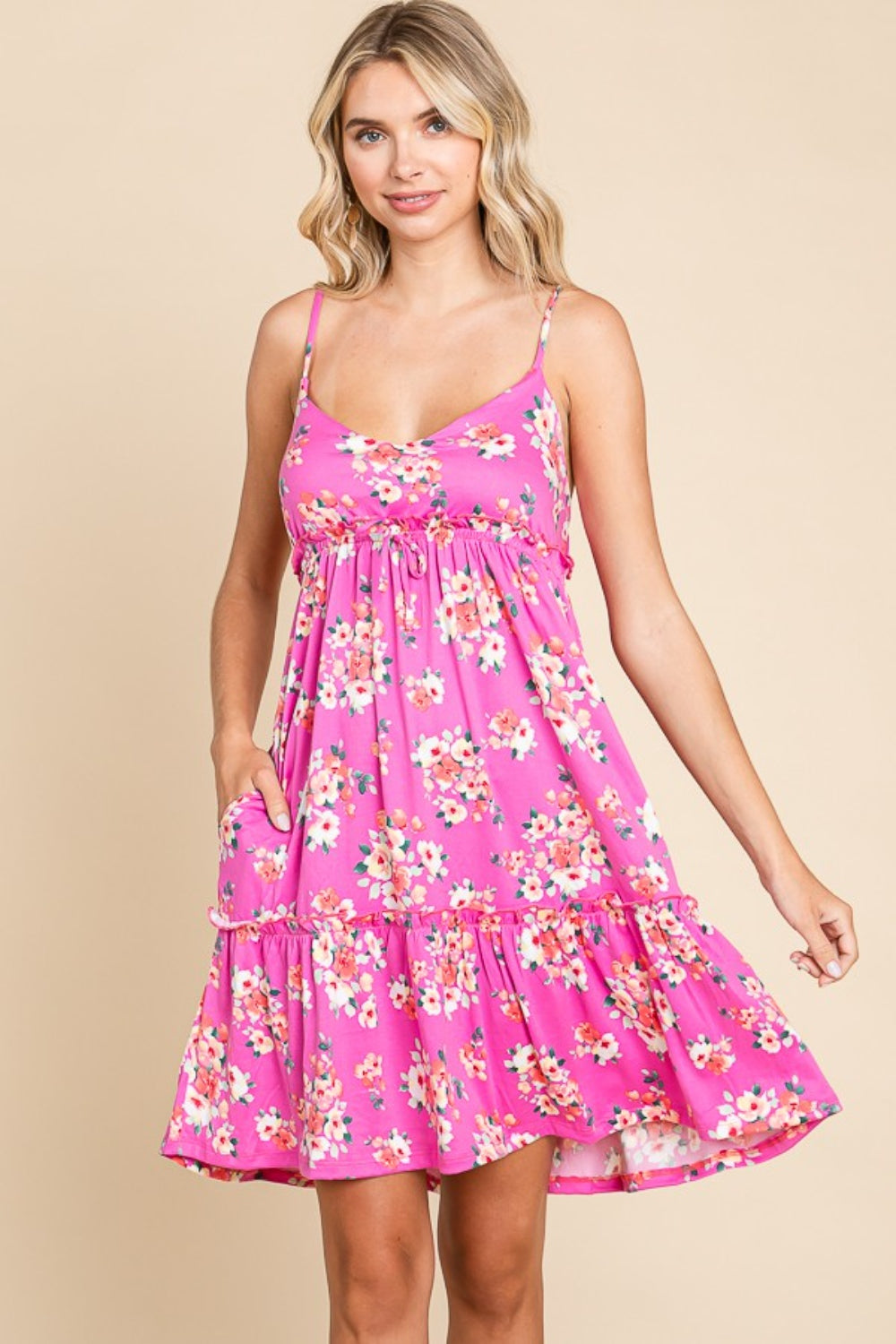 Blue Zone Planet | Culture Code Full Size Floral Ruffled Cami Dress BLUE ZONE PLANET