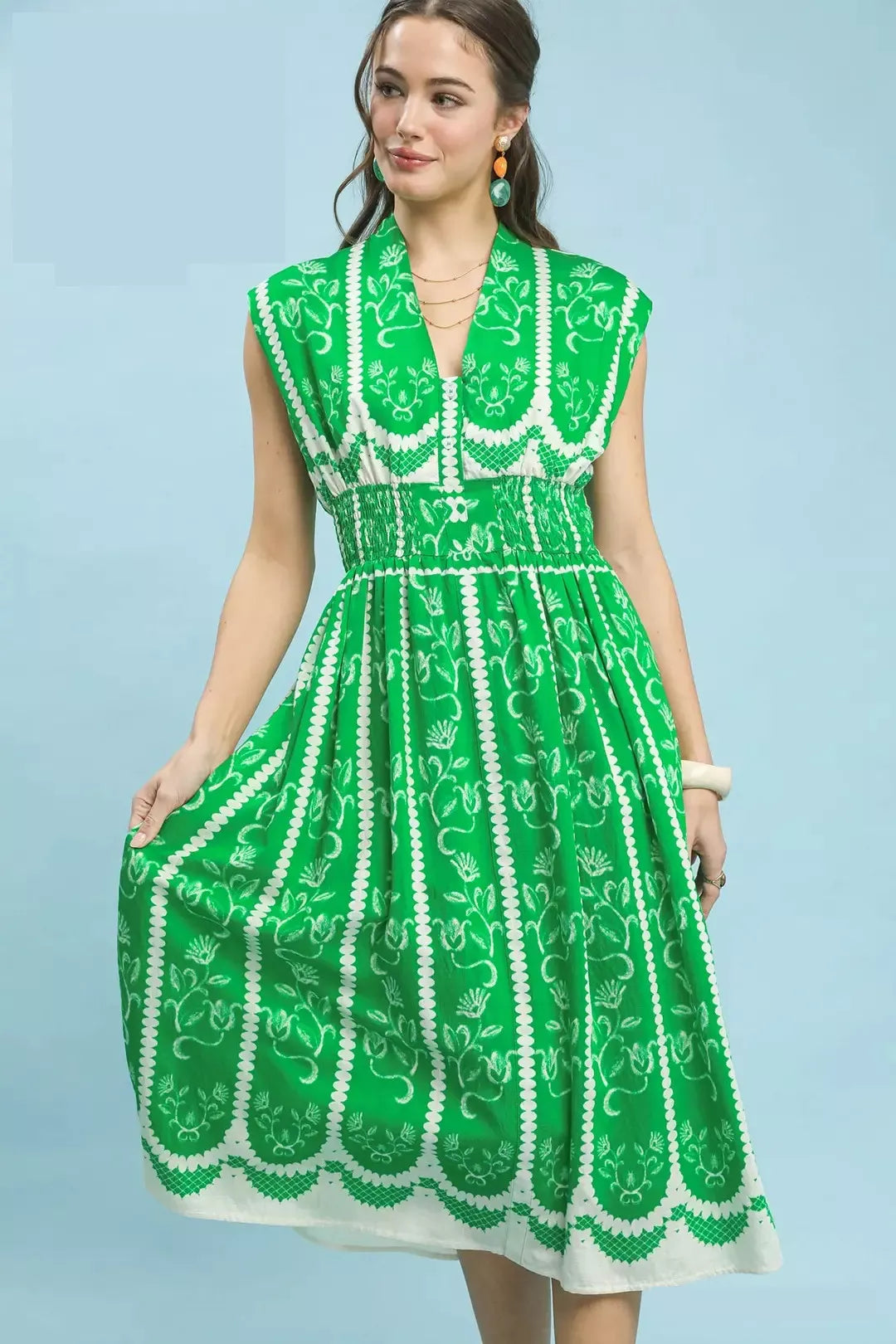 Umgee Sleeveless Smocked Midi Dress Blue Zone Planet Umgee Sleeveless Smocked Midi Dress Blue Zone Planet