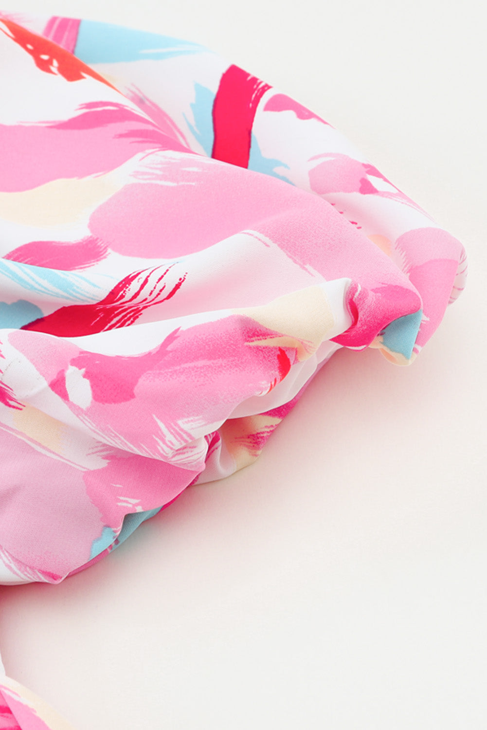 Pink Brush Stroke Printed Smocked Ruffle Tiered Dress Blue Zone Planet