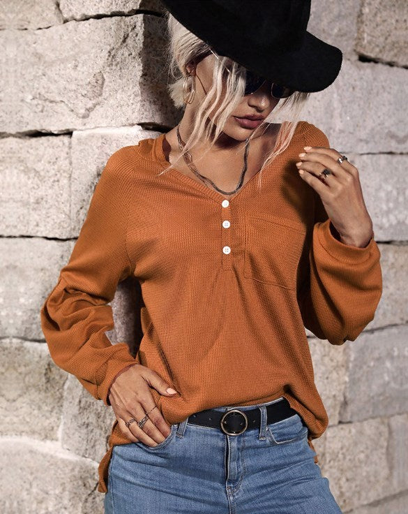 Blue Zone Planet | Top Solid Color Long Sleeve Hooded Knit Sweater BLUE ZONE PLANET