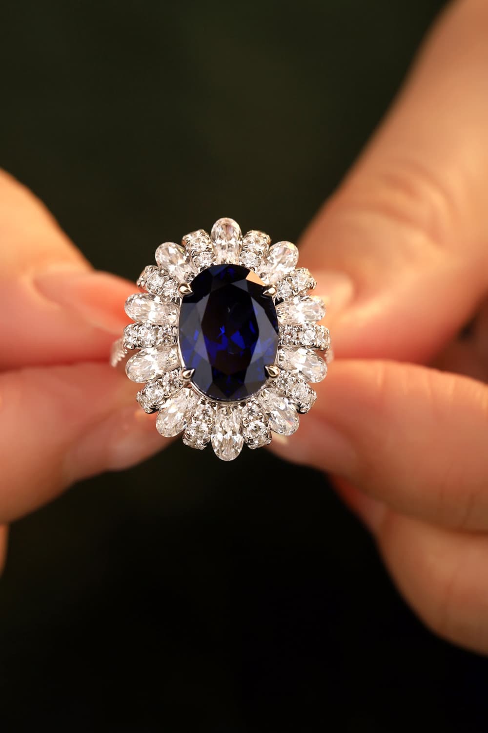 5 Carat Lab-Grown Sapphire Flower Shape Ring BLUE ZONE PLANET