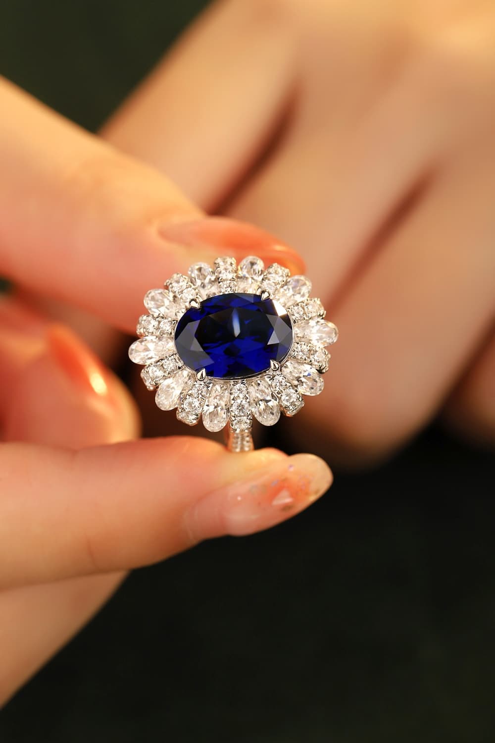 5 Carat Lab-Grown Sapphire Flower Shape Ring BLUE ZONE PLANET