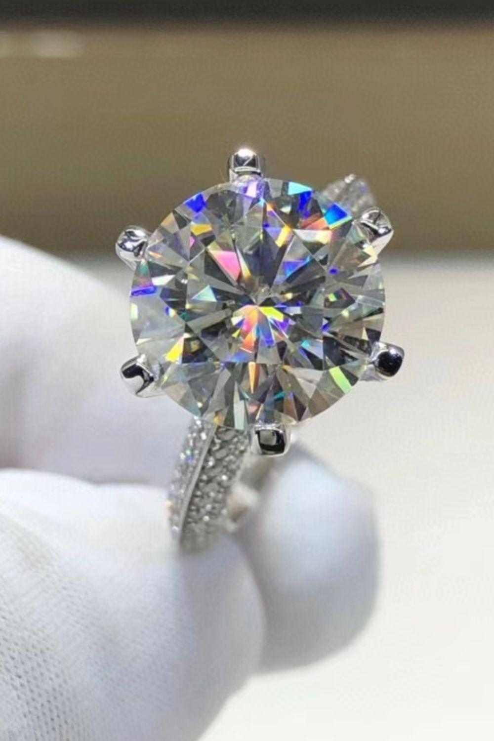 5 Carat Moissanite 6-Prong Geometric Design Ring BLUE ZONE PLANET
