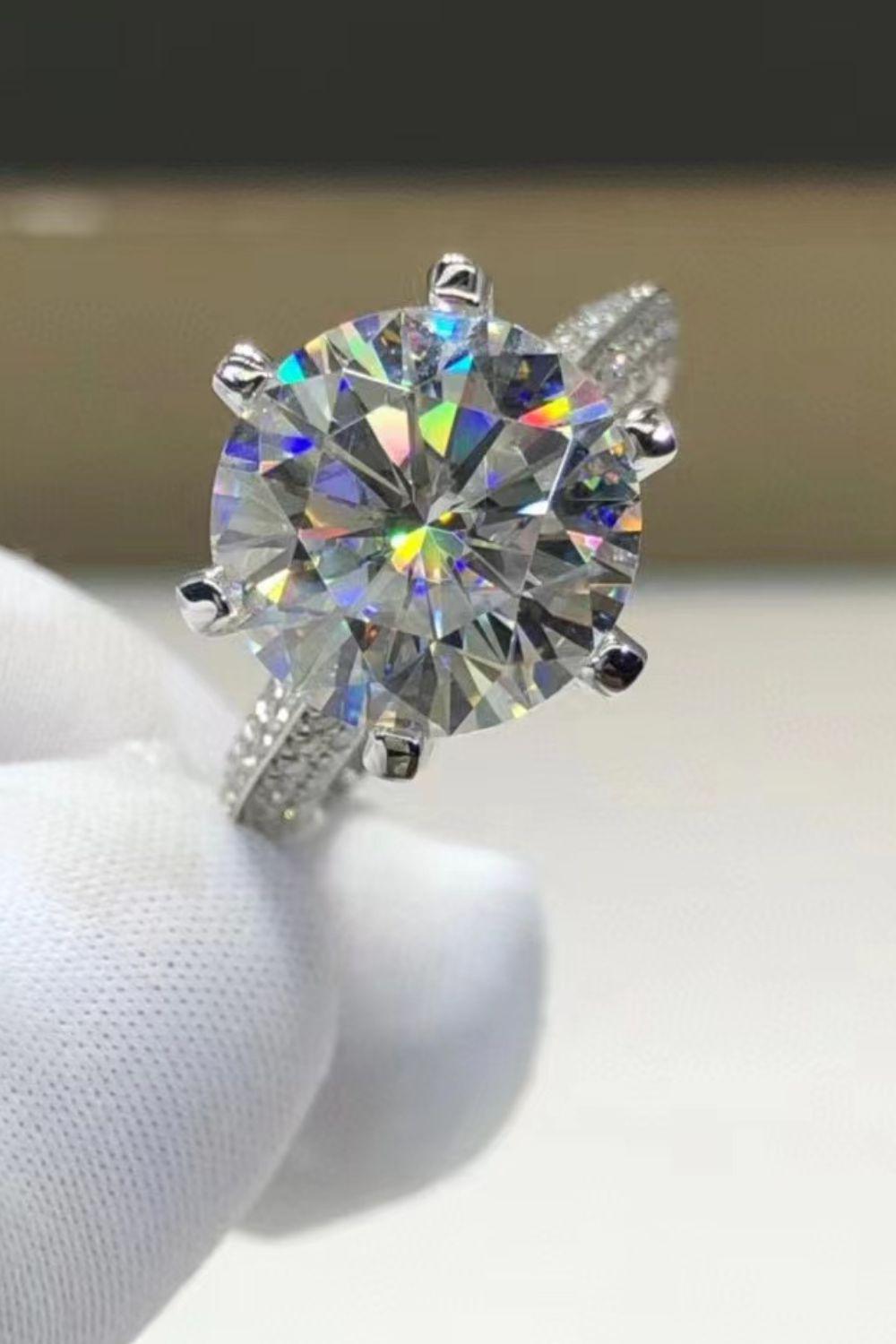 5 Carat Moissanite 6-Prong Geometric Design Ring BLUE ZONE PLANET
