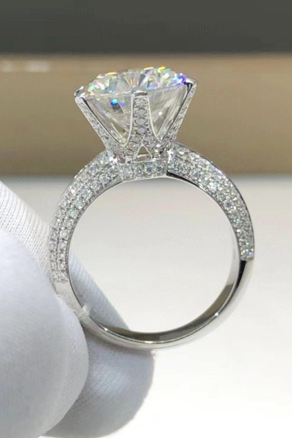 5 Carat Moissanite 6-Prong Geometric Design Ring BLUE ZONE PLANET