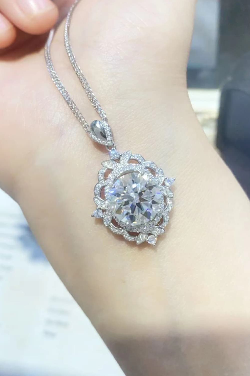 5 Carat Moissanite 925 Sterling Silver Necklace BLUE ZONE PLANET