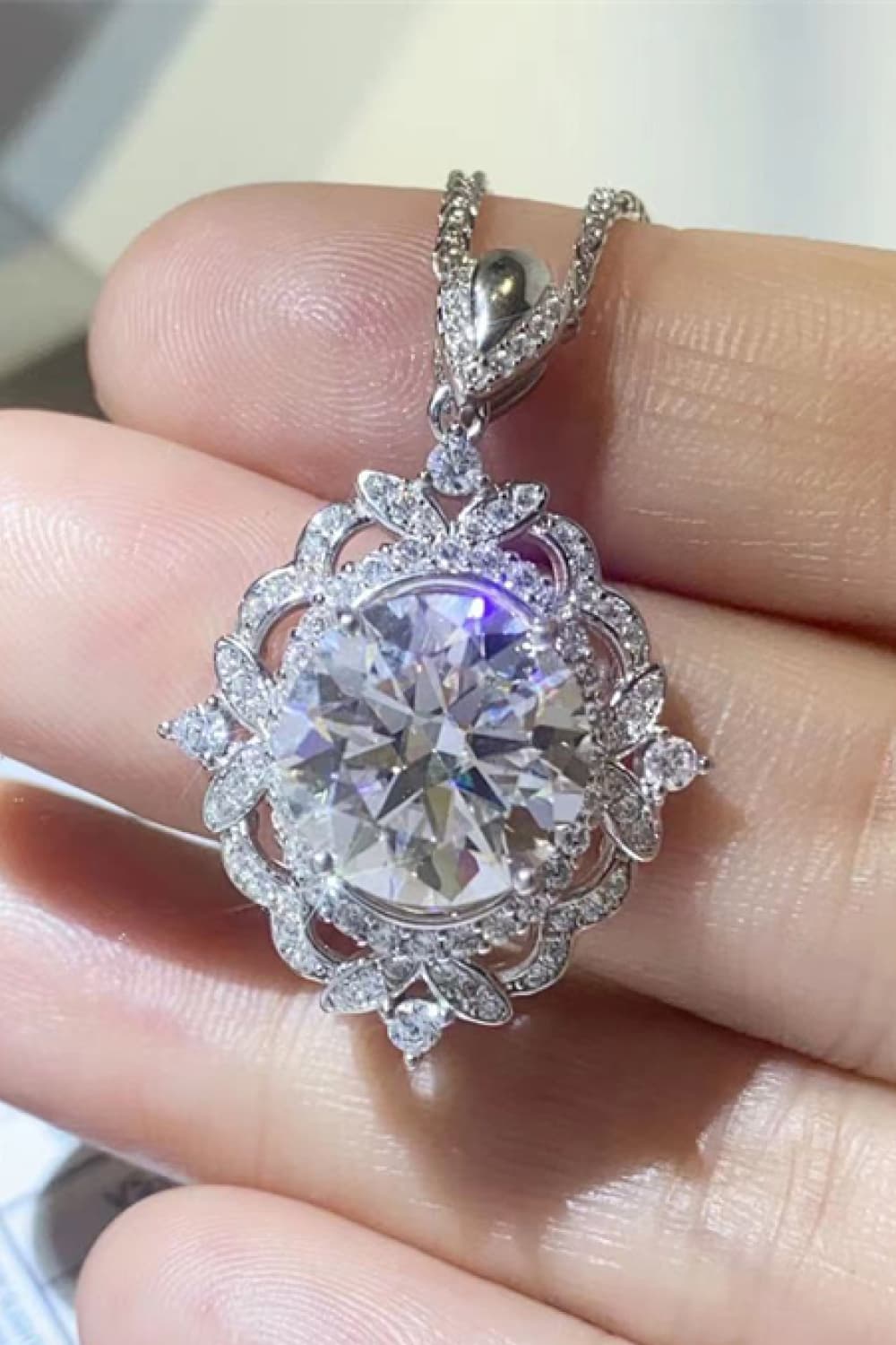 5 Carat Moissanite 925 Sterling Silver Necklace BLUE ZONE PLANET