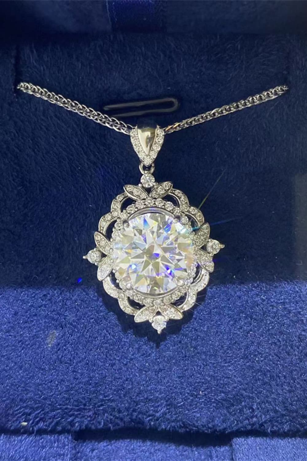 5 Carat Moissanite 925 Sterling Silver Necklace BLUE ZONE PLANET
