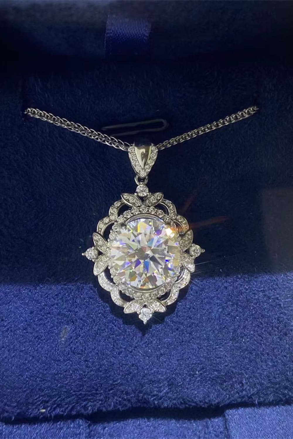 5 Carat Moissanite 925 Sterling Silver Necklace BLUE ZONE PLANET