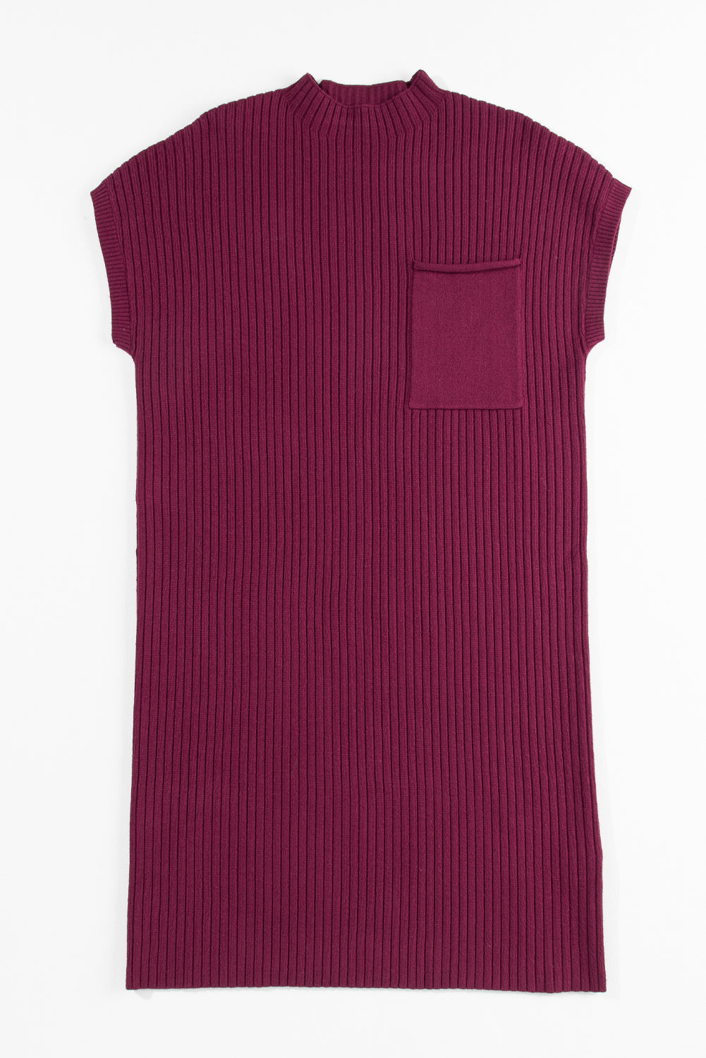 Blue Zone Planet | Oatmeal Patch Pocket Ribbed Knit Short Sleeve Sweater Dress Blue Zone Planet