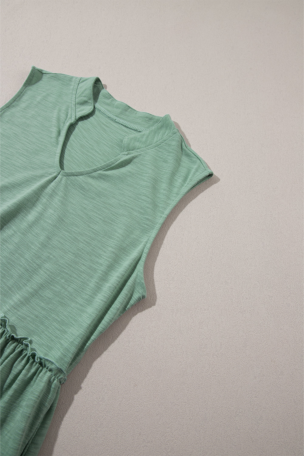 Blue Zone Planet | Moonlight Jade Split V Neck Tiered Flowy Sleeveless Dress Blue Zone Planet